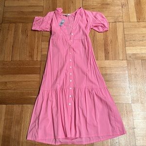 LOFT Vibrant Pink Midi Dress